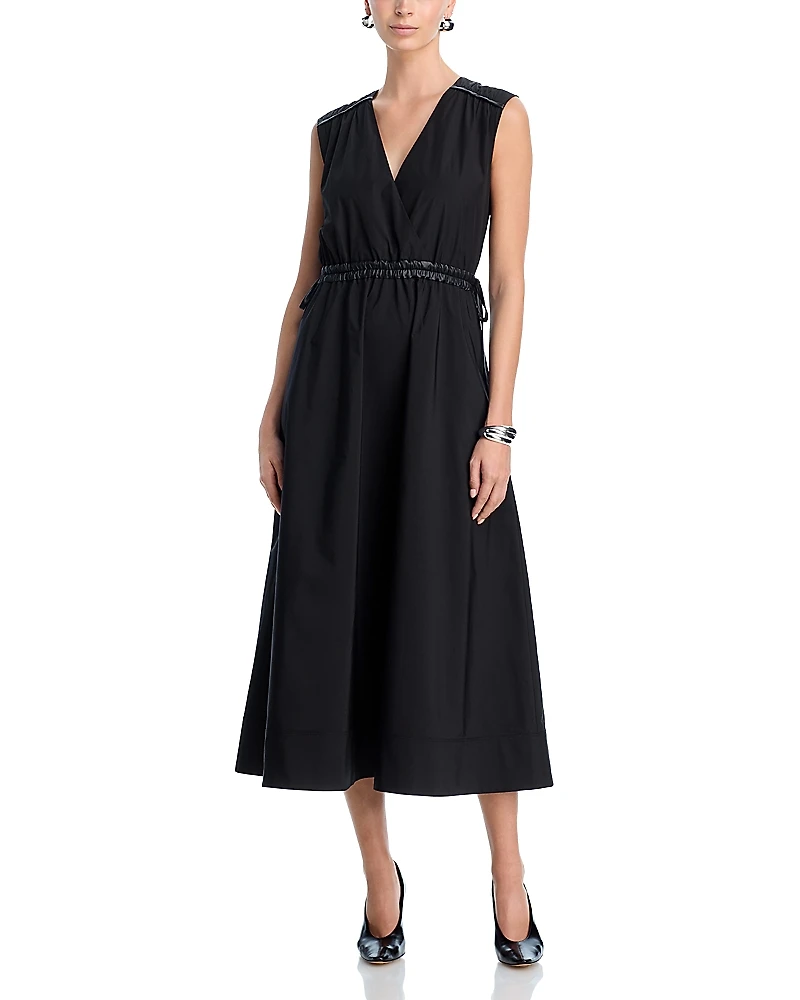 Derek Lam 10 Crosby Eros Faux Leather Trim Poplin Dress