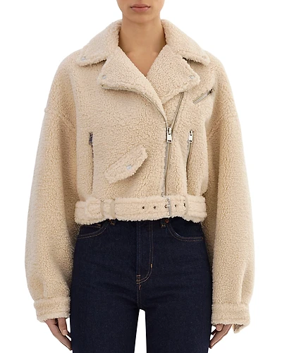 Lamarque Cropped Sherpa Biker Jacket