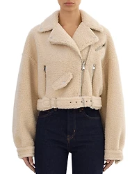 Lamarque Cropped Sherpa Biker Jacket