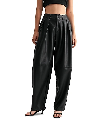 Mable High Rise Faux Leather Pleat Pants