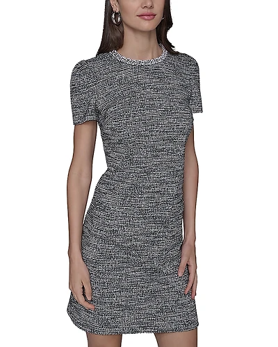 Karl Lagerfeld Paris Knit Tweed A Line Dress