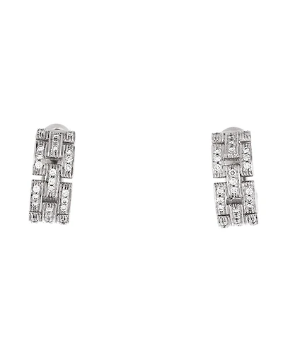 Pre-Owned Cartier Maillon Panthere 3 Row Hoop Earrings 18K White Gold with Pave Diamonds