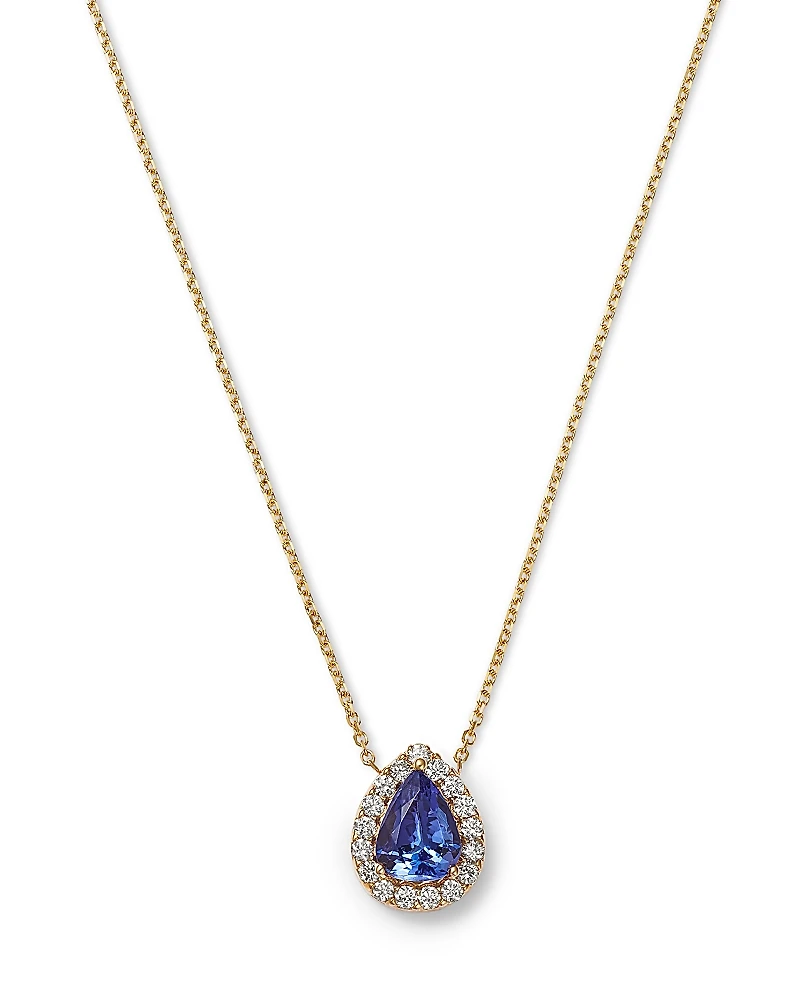 Bloomingdale's Fine Collection Tanzanite & Diamond Pear Halo Pendant Necklace