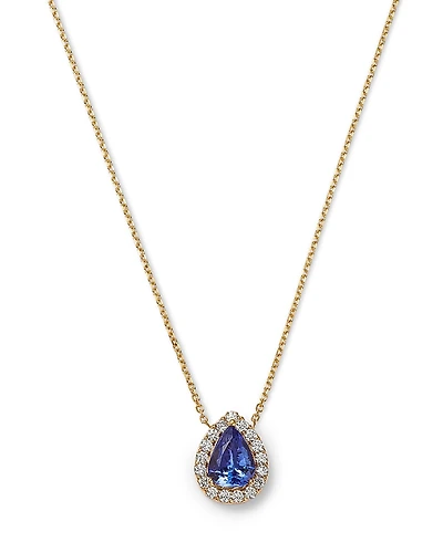 Bloomingdale's Fine Collection Tanzanite & Diamond Pear Halo Pendant Necklace