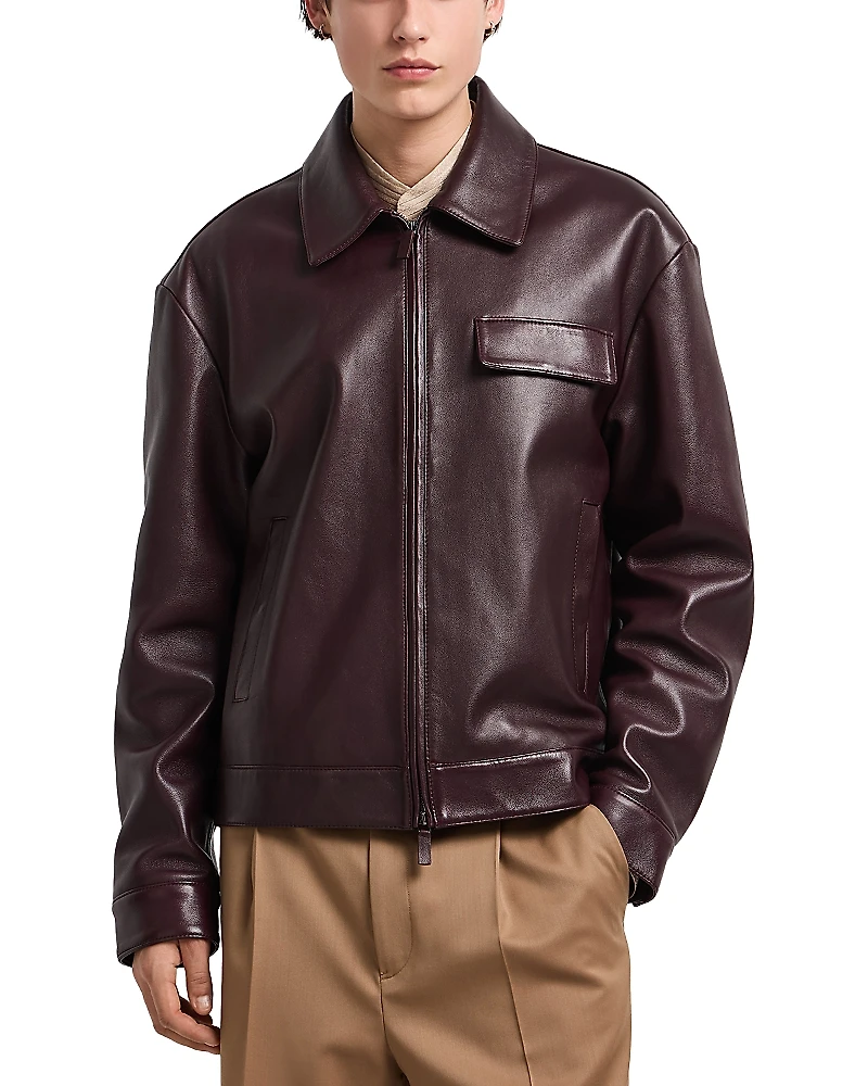 Emporio Armani Leather Zip Front Jacket