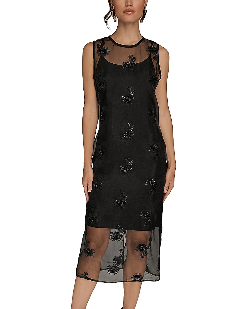 Donna Karan Embellished Organza Midi Dress