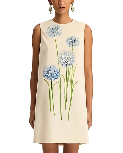 Oscar de la Renta Alliums Print Sleeveless Dress