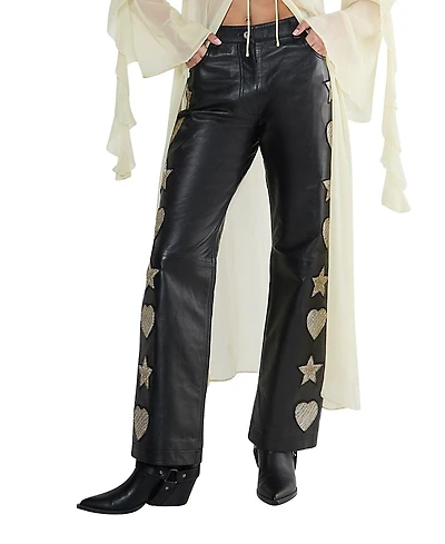 Nasty Gal Leather Patched Pants