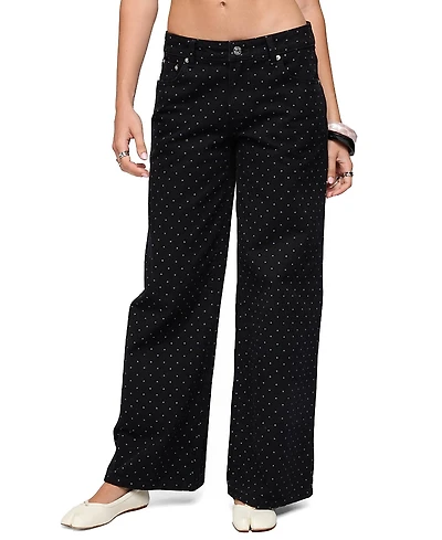 Edikted Misha Polka Dot Baggy Low Black Wash Jeans