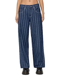 Edikted Kyler Pinstripe Low Rise Dark Rinse Wash Jeans