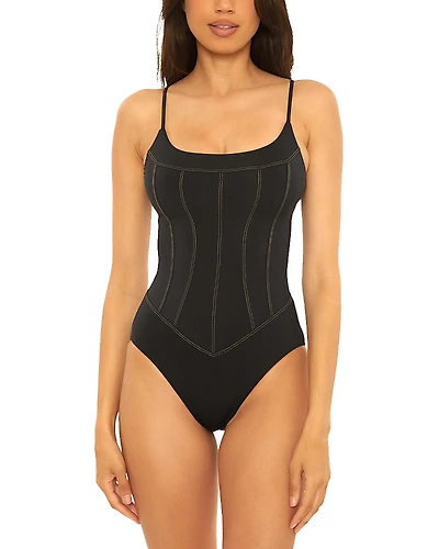 Becca by Rebecca Virtue Color Code Corset Style One Piece Swimsuit