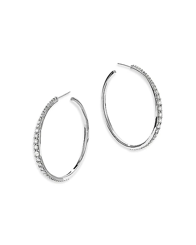 Lana Jewelry 14K White Gold Diamond Medium Hoop Earrings