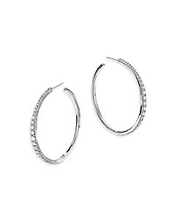 Lana Jewelry 14K White Gold Diamond Medium Hoop Earrings
