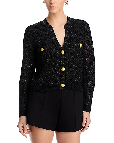 L'Agence Blanca Sequinned Cropped Cardigan