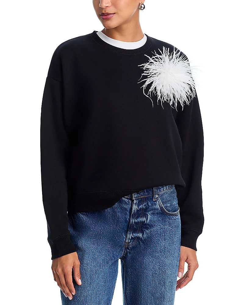 Aqua Feather Pin Fleece Crewneck Sweatshirt - Exclusive