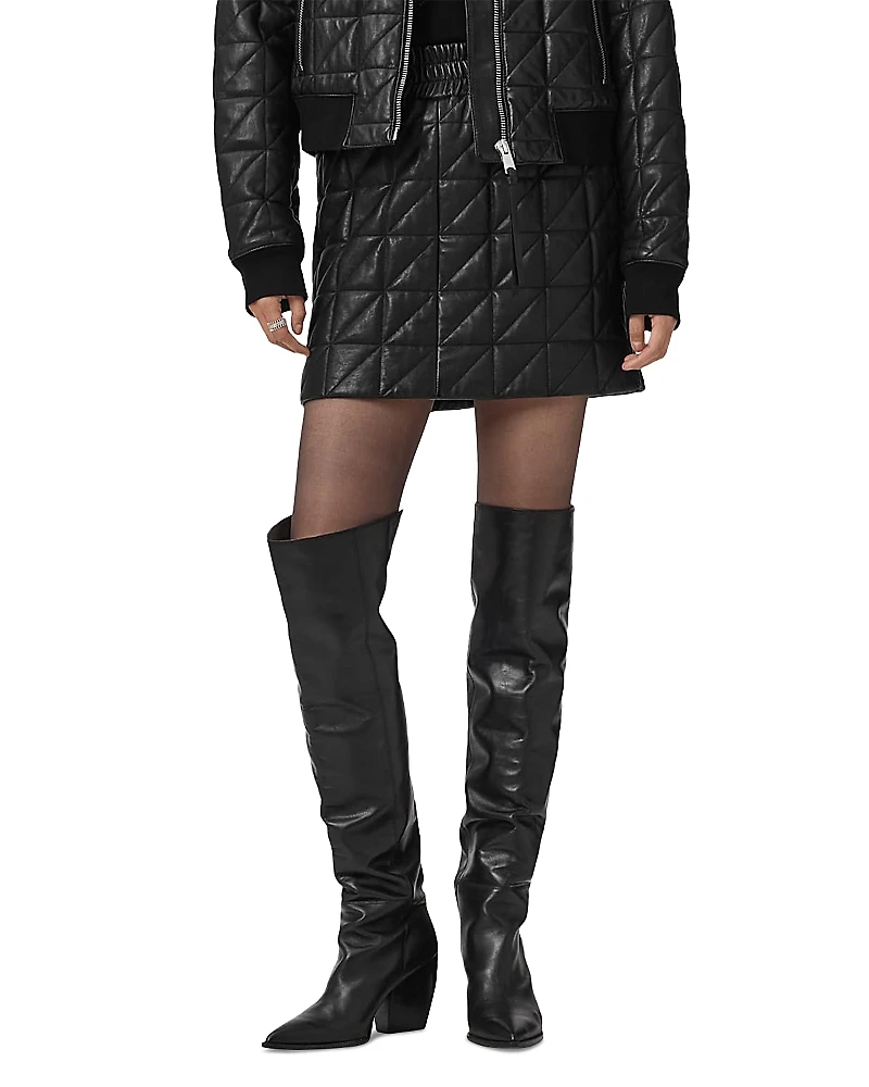 Allsaints Carly Quilted Leather Skirt