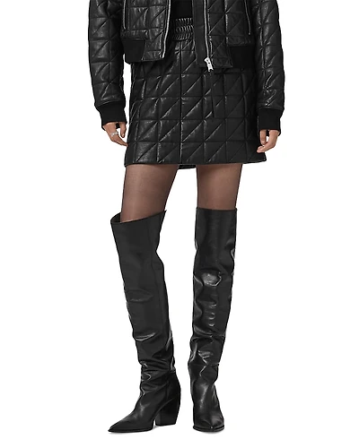 Allsaints Carly Quilted Leather Skirt