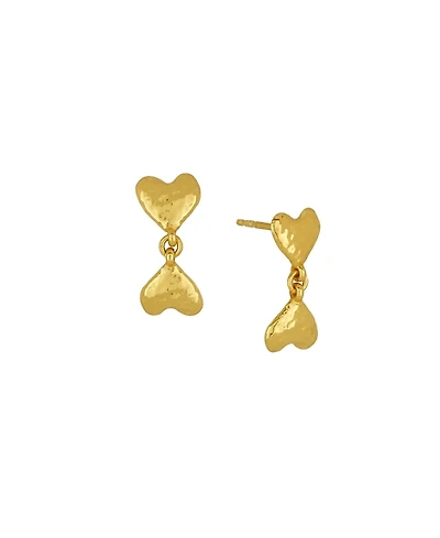 Ottoman Hands Double Heart Drop Studs