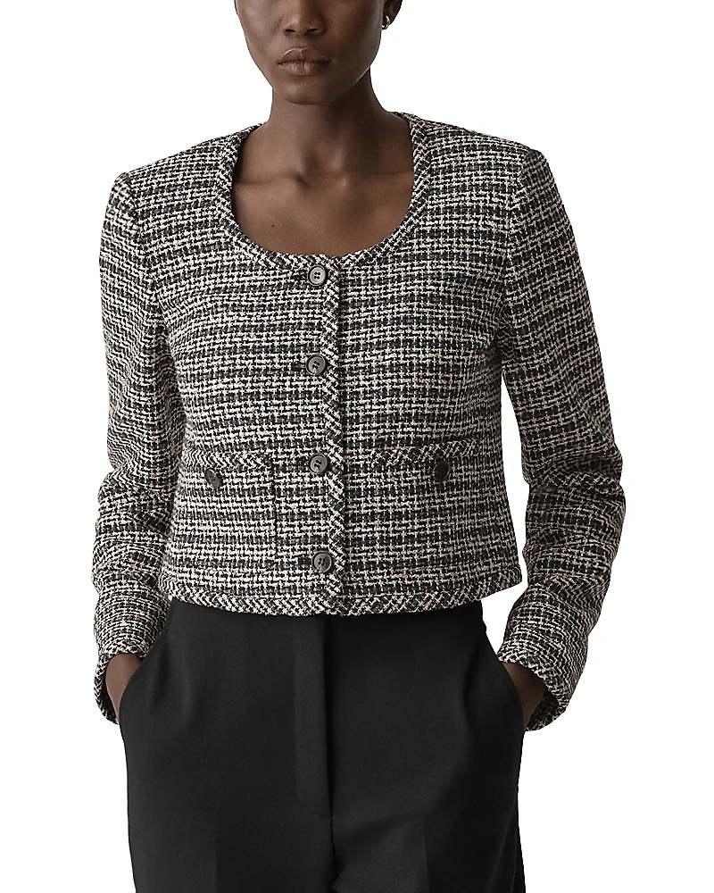 Theory Textured Stripe U Neck Cardigan