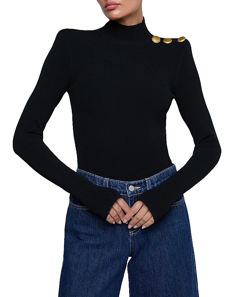 L'Agence Jennis Mock Neck Knit Bodysuit