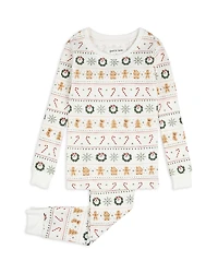 petit lem Girls' Holiday Treats Fair Isle Print Thermal Pajama Set - Little Kid