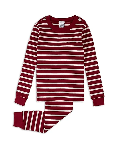 petit lem Unisex Striped Thermal Pajama Set