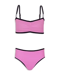 Pq Swim Girls' Xoxo Bead Trim Two Piece Swimsuit - Little Kid, Big Kid