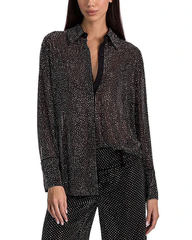 Alice and Olivia Embellished Button Down Top
