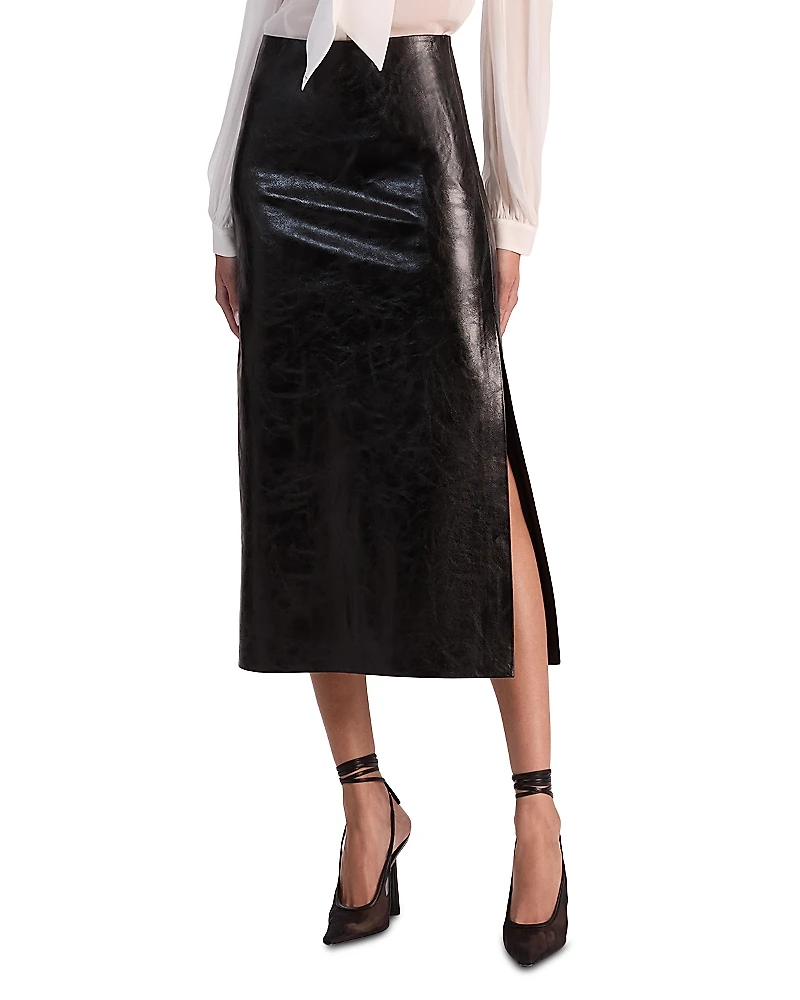 Alice and Olivia Maeve Faux Leather Slip Skirt