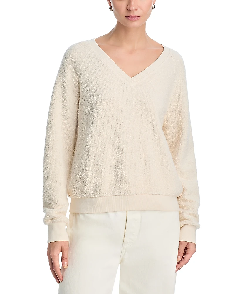 perfectwhitetee Reverse Fleece V Neck Sweatshirt