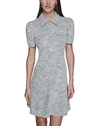 Karl Lagerfeld Paris Tweed Knit A Line Dress