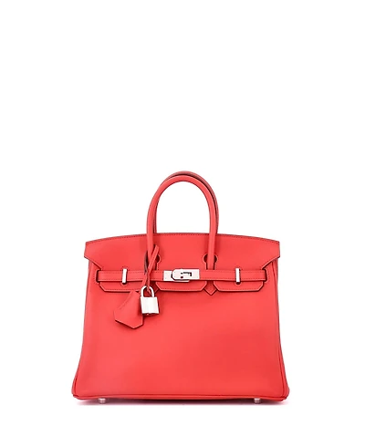 Pre-Owned HERMES Birkin 25 Handbag Red Swift with Palladium Hardware
