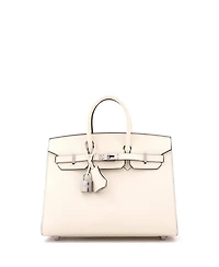 Pre-Owned HERMES Birkin 25 Handbag Light Epsom with Palladium Hardware