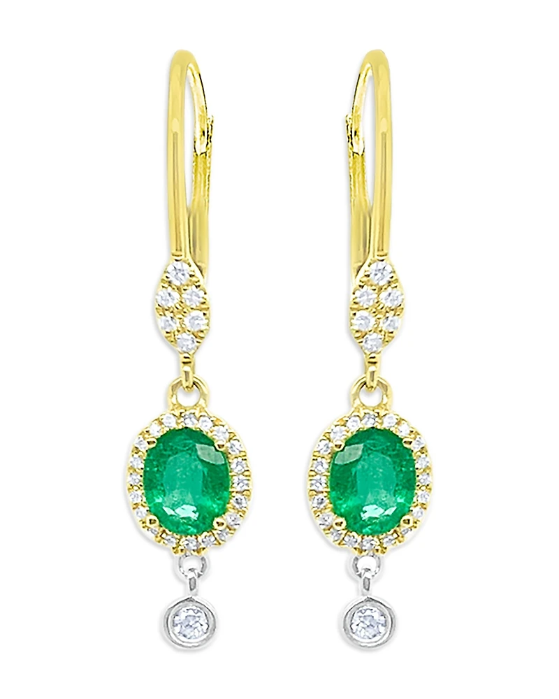 Meira T 14K White & Yellow Gold Emerald & Diamond Drop Earrings