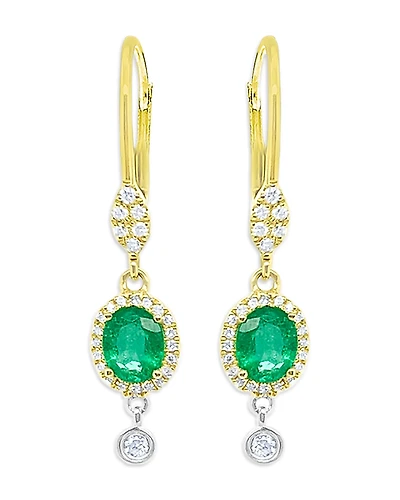 Meira T 14K White & Yellow Gold Emerald & Diamond Drop Earrings