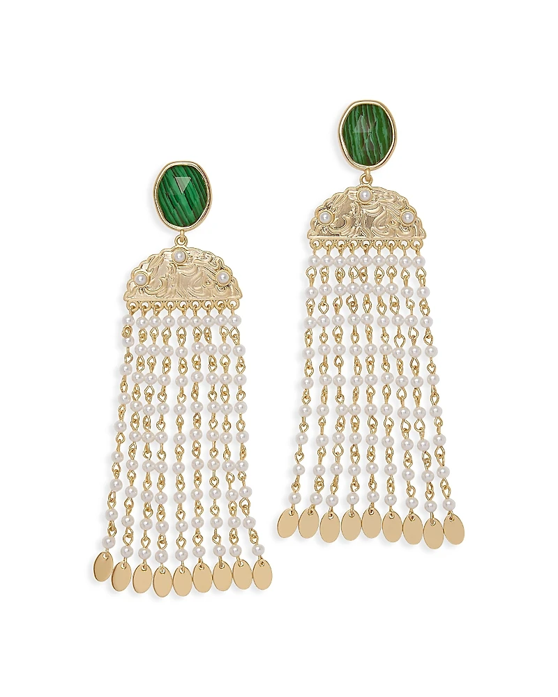 Ramy Brook Stone Charm Jewelry Marcia Fringe Drop Earrings