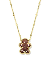 Kendra Scott Brown Goldstone & Enamel Gingerbread Pendant Necklace, 19-22
