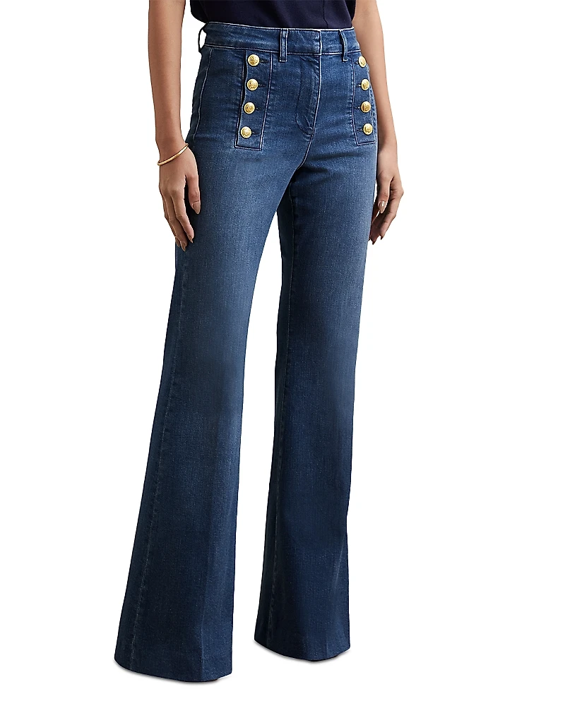 Reiss Athena High Rise Flare Hem Jeans