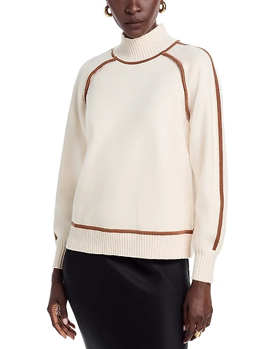 T Tahari Mock Contrast Piping Sweater