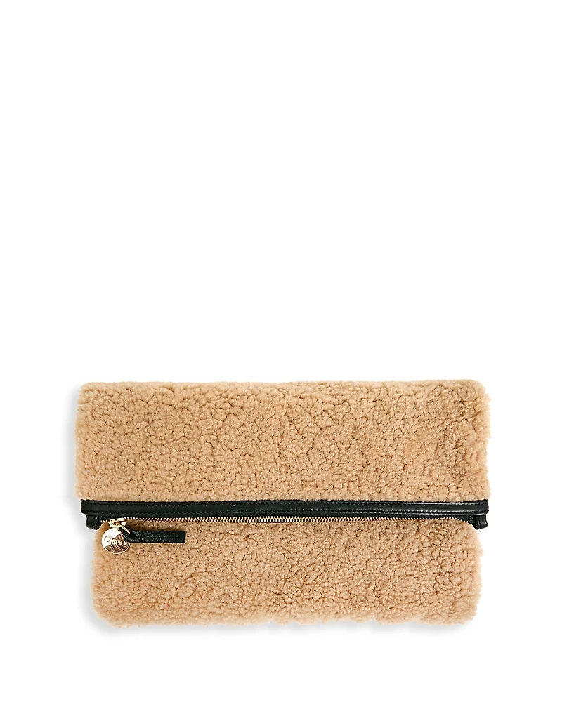 Clare V. Shearling Foldover Clutch