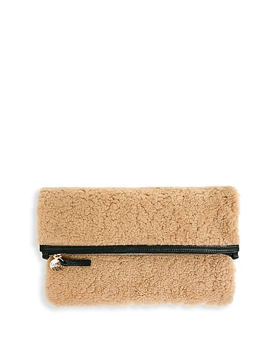 Clare V. Shearling Foldover Clutch