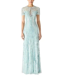 Jenny Packham Nova Sequin-Embellished Keyhole-Neck Maxi Dress