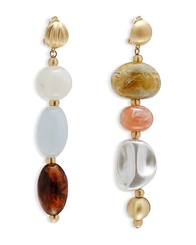 Cult Gaia Mercier Stone Beaded Clip On Linear Drop Earrings