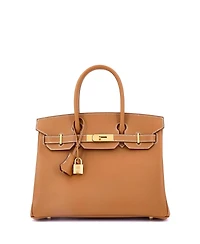 Pre-Owned HERMES Birkin 30 Handbag Brown Epsom with Gold Hardware