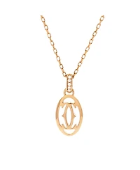 Pre-Owned Cartier Logo Double C Pendant Necklace 18K Rose Gold with Diamonds, 15
