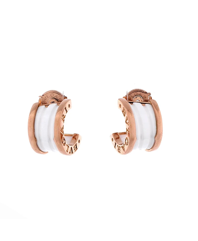 Pre-Owned Bvlgari B. Zero1 Hoop Earrings 18K Rose Gold and Ceramic