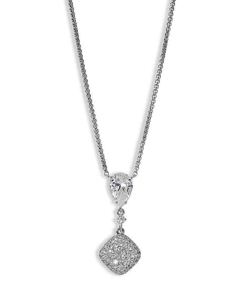 Nadri Crushed Cubic Zirconia Cushion Pendant Necklace, 16-18