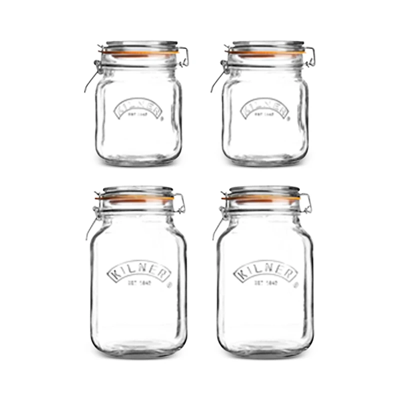 Kilner Square Clip Top Jars, Set of 4