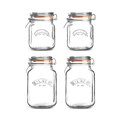 Kilner Square Clip Top Jars, Set of 4
