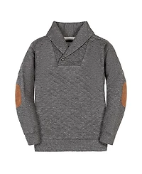 Hope & Henry Boys' Long Sleeve Quilted Shawl Collar Sweatshirt with Elbow Patches - Little Kid, Big Kid